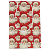  retro lachende kerstman gezicht rood medium cadeauzakje (Voorkant)