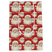  retro lachende kerstman gezicht rood medium cadeauzakje (Achterkant)