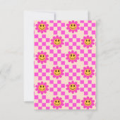 Retro Lachende Roze Bloemenmeisje Verjaardag Bedankkaart (Achterkant)