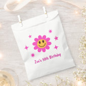 Retro Lachende Roze Bloemenmeisje Verjaardag Bedankzakje (Geknipt)