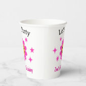 Retro Lachende Roze Bloemenmeisje Verjaardag Papieren Bekers (Rechts)