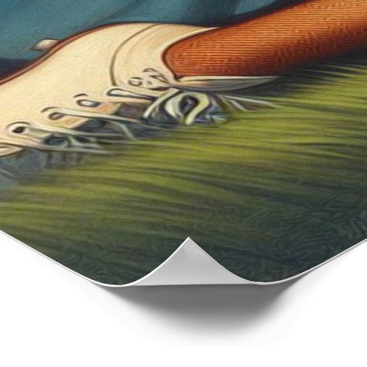 Retro Lacrosse Meisje Poster (Hoek)