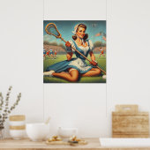 Retro Lacrosse Meisje Poster (Keuken)