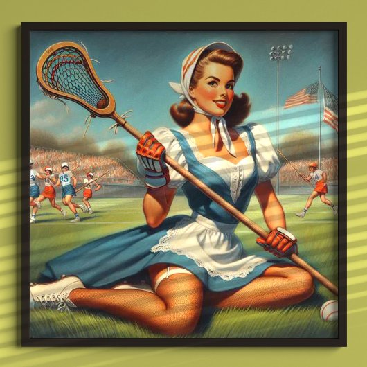 Retro Lacrosse Meisje Poster