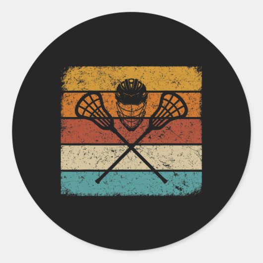 Retro Lacrosse  met verminderde activiteit Lacross Ronde Sticker (Voorkant)
