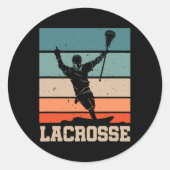 Retro Lacrosse Speler Lax Stick Lacrosse Team Ronde Sticker (Voorkant)