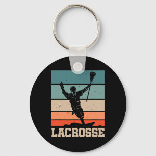 Retro Lacrosse Speler Lax Stick Lacrosse Team Sleutelhanger