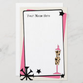 Retro lade afdrukken en roze dress-formulier briefpapier (Voorkant / Achterkant)