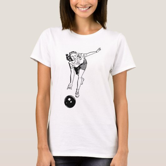 Retro Lady Bowling T-shirt (Voorkant)