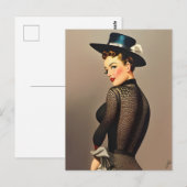 Retro Lady Briefkaart (Voorkant / Achterkant)