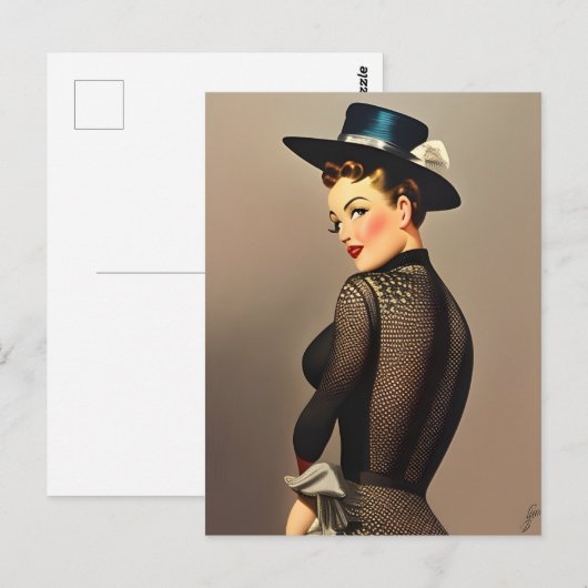 Retro Lady Briefkaart (Voorkant / Achterkant)