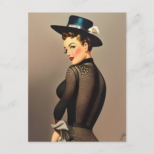 Retro Lady Briefkaart (Voorkant)