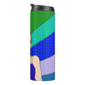 Retro Lady die de vogel overspoelt Thermosbeker (Geroteerd rechts)