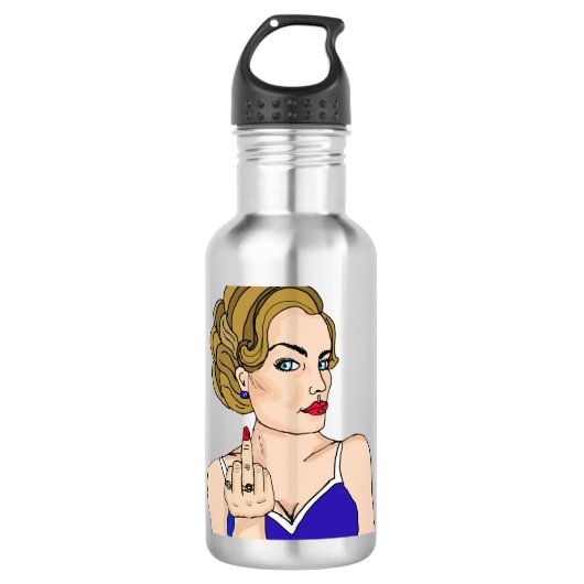 Retro Lady die de vogel overspoelt Waterfles (Voorkant)