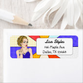 Retro Lady Flipping the Bird Funny Popart Etiket (Insitu)