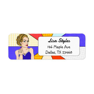 Retro Lady Flipping the Bird Funny Popart Etiket