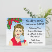 Retro Lady Flipping the Bird Kerstmis Kaart (Staand voorkant)