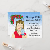 Retro Lady Flipping the Bird Kerstmis Kaart (Voorkant / Achterkant in situ)