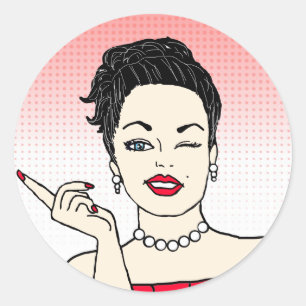 Retro Lady Flirty of Sarcastisch Ronde Sticker