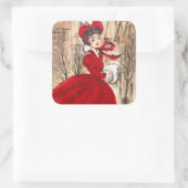 retro lady kerstfeestdag sticker (Tas)