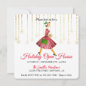 Retro lady kersttree Holiday Kaart (Voorkant)