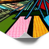 Retro Lady met boodschappentassen Mid Century Poster (Hoek)