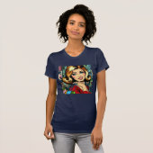 Retro Lady met boodschappentassen Mid Century T-shirt (Voorkant volledig)