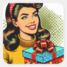 Retro Lady met een Cadeau