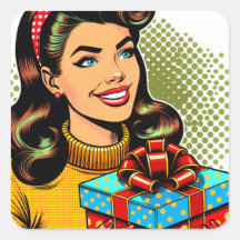 Retro Lady met een Cadeau