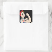 Retro Lady met Tattoo en Bandanna Sticker (Tas)