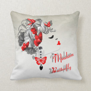 Retro Lady Mevrouw Butterfly Red Mode Kussens