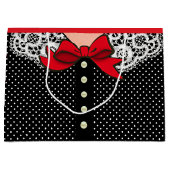 Retro Lady Mode in zwart wit en rood Large Cadeautasje (Voorkant)