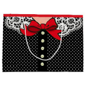 Retro Lady Mode in zwart wit en rood Large Cadeautasje (Achterkant)