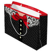 Retro Lady Mode in zwart wit en rood Large Cadeautasje (Achterkant Gekanteld)