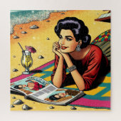 Retro Lady op Beach Dagdromen over Mode Legpuzzel (Verticaal)