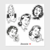 Retro Lady op maat gesneden vinylSticker Sticker (Vel)