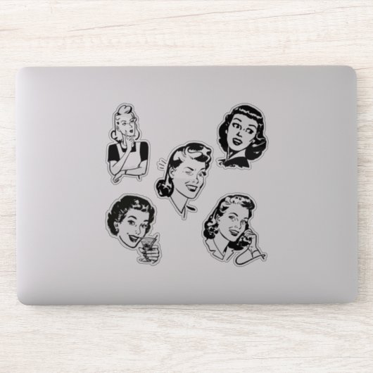 Retro Lady op maat gesneden vinylSticker Sticker (Computer)
