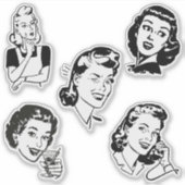 Retro Lady op maat gesneden vinylSticker Sticker (Voorkant)