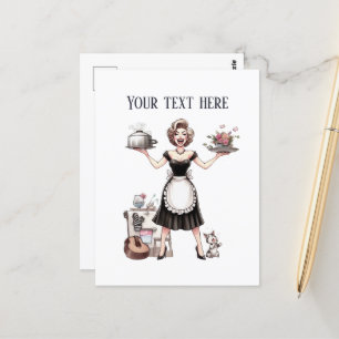 Retro Lady Tekst toevoegen Briefkaart