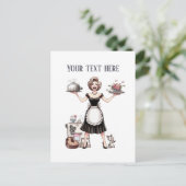 Retro Lady Tekst toevoegen Briefkaart (Staand voorkant)