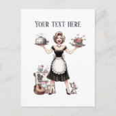 Retro Lady Tekst toevoegen Briefkaart (Voorkant)
