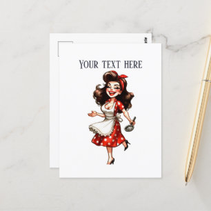 Retro Lady Tekst toevoegen Briefkaart