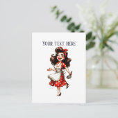Retro  Lady Tekst toevoegen Briefkaart (Staand voorkant)
