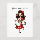 Retro  Lady Tekst toevoegen Briefkaart (Voorkant)