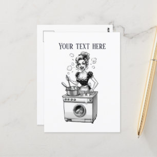 Retro Lady Tekst toevoegen Briefkaart