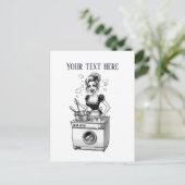 Retro Lady Tekst toevoegen Briefkaart (Staand voorkant)