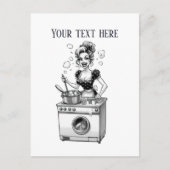 Retro Lady Tekst toevoegen Briefkaart (Voorkant)