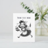 Retro Lady Tekst toevoegen Briefkaart (Staand voorkant)