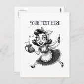 Retro Lady Tekst toevoegen Briefkaart (Voorkant / Achterkant)