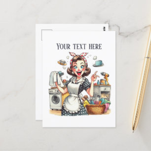 Retro Lady Tekst toevoegen Briefkaart